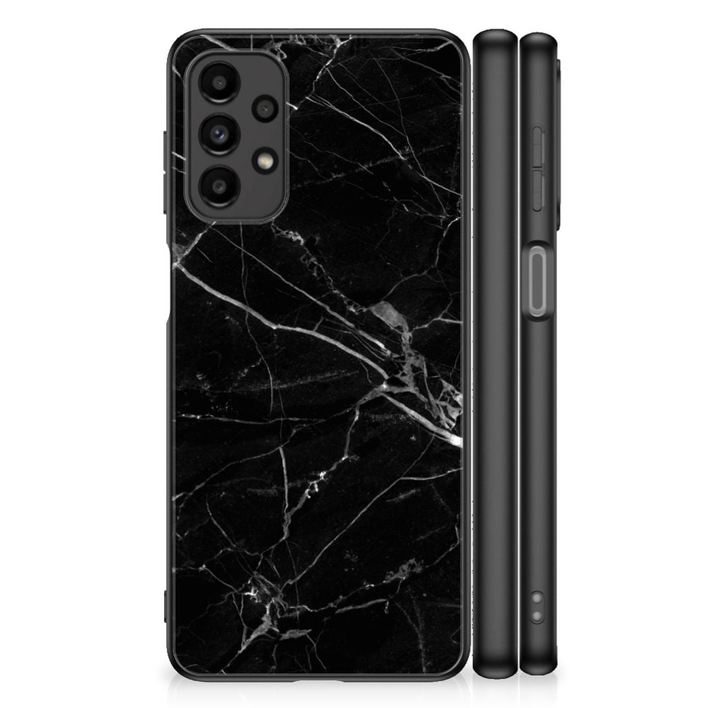 Samsung Galaxy A13 4G Marmeren Print Telefoonhoesje Marmer Zwart - Origineel Cadeau Vader