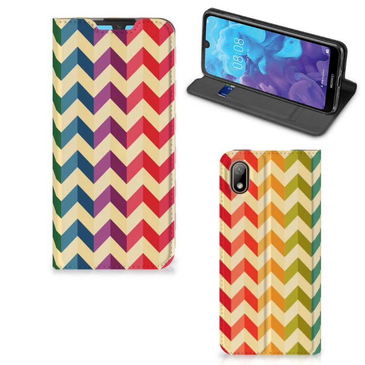 Huawei Y5 (2019) Hoesje met Magneet Zigzag Multi Color - B2C Telecom
