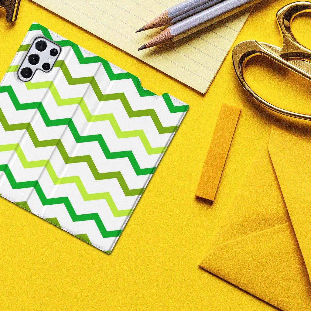 Samsung Galaxy S22 Ultra Hoesje met Magneet Zigzag Groen - B2C Telecom