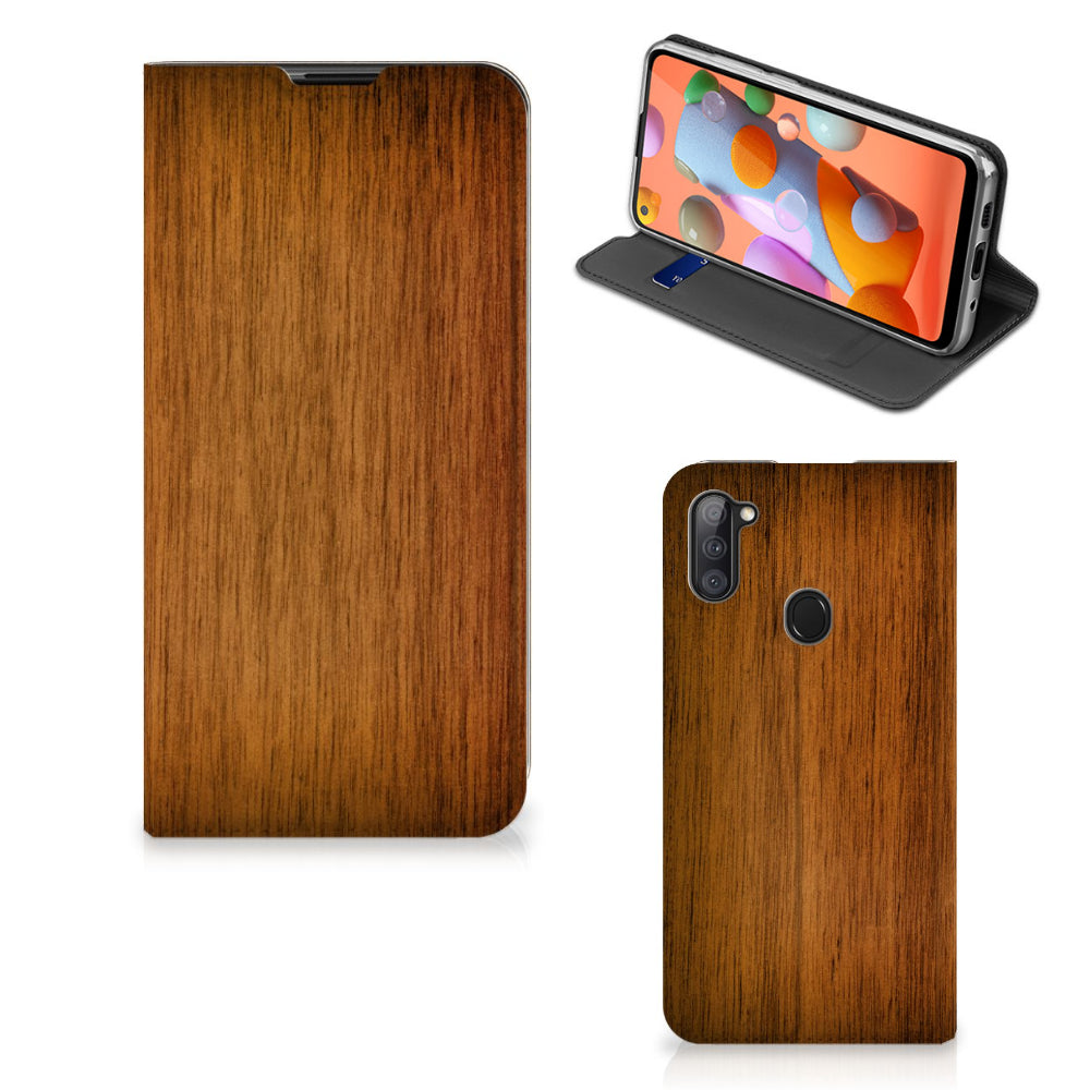 Samsung Galaxy M11 | A11 Book Wallet Case Donker Hout