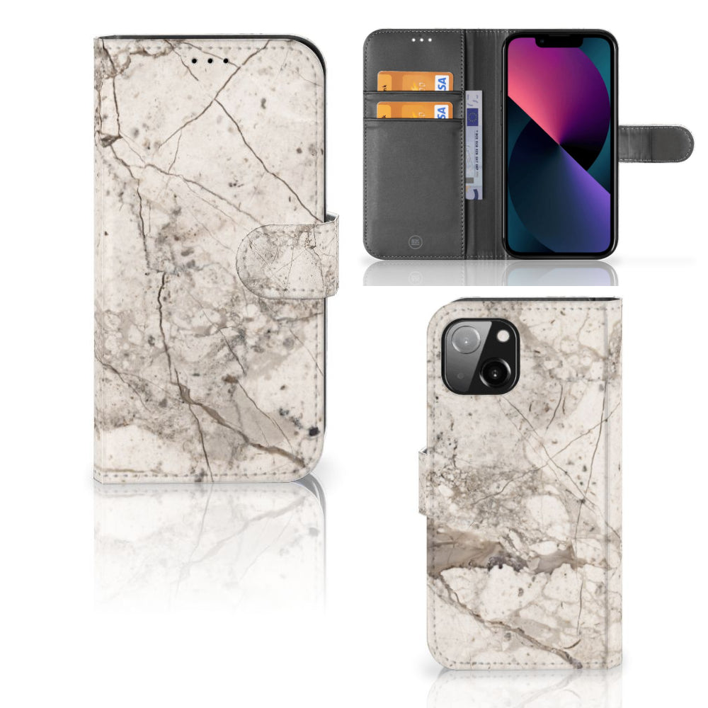 Apple iPhone 13 Bookcase Marmer Beige