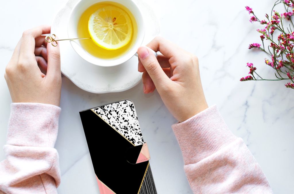 Xiaomi Mi 11 Book Case Zwart Roze Vormen