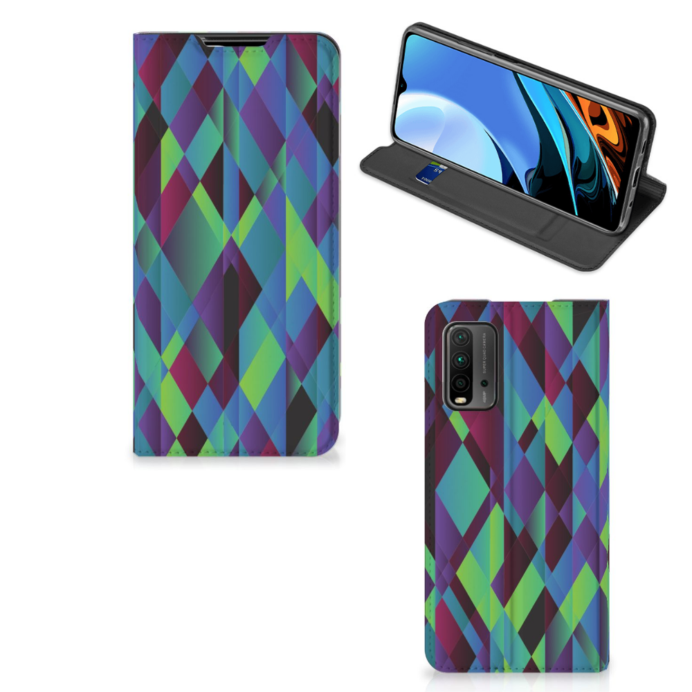 Xiaomi Poco M3 | Redmi 9T Stand Case Abstract Green Blue - B2C Telecom