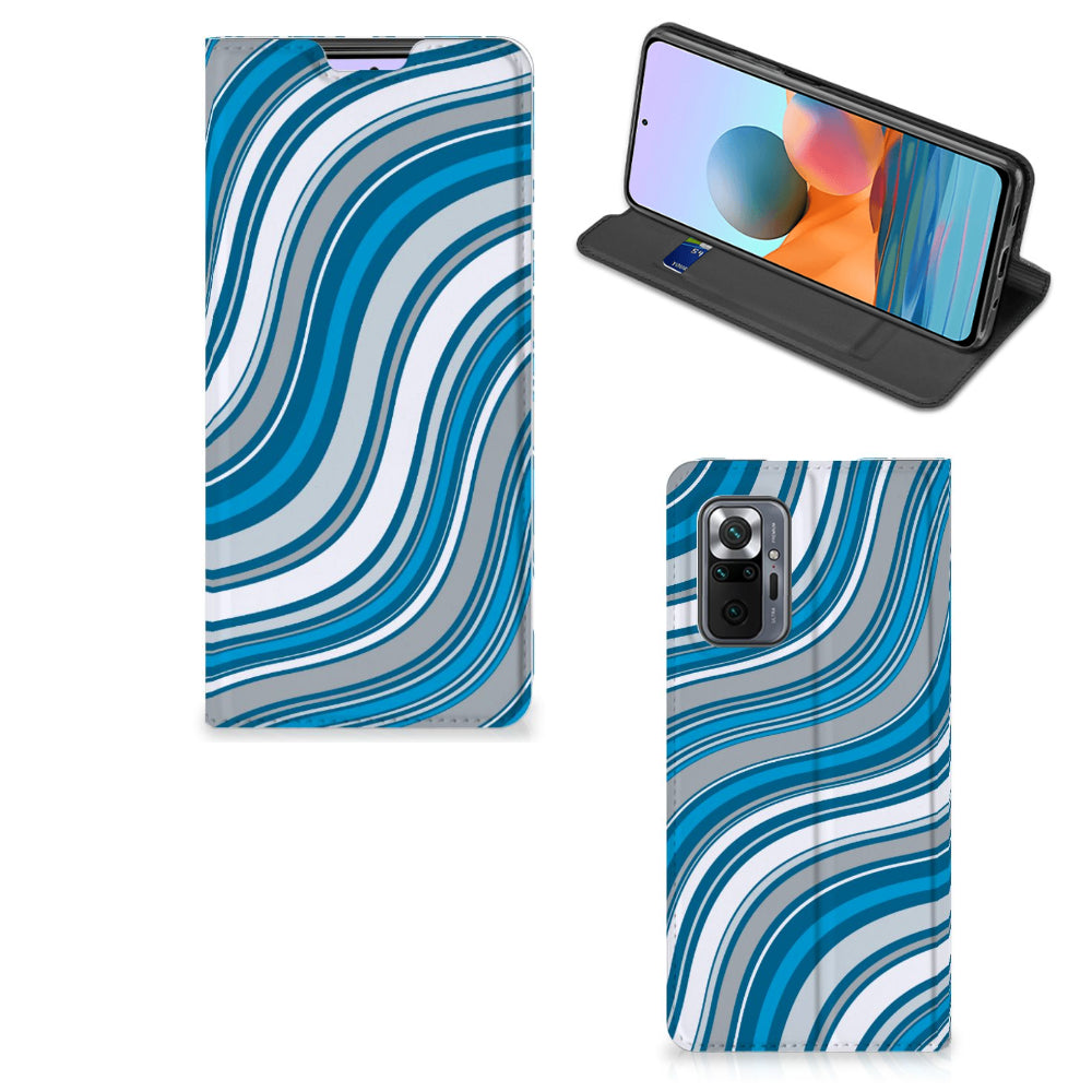 Xiaomi Redmi Note 10 Pro Hoesje met Magneet Waves Blue