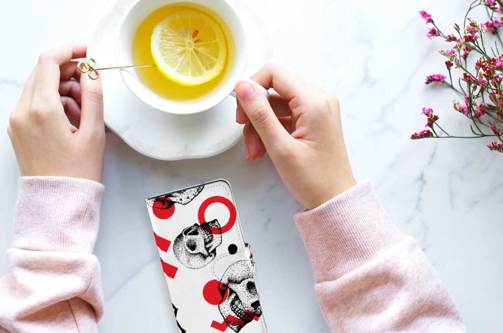 Telefoonhoesje met Naam Huawei P40 Skull Red