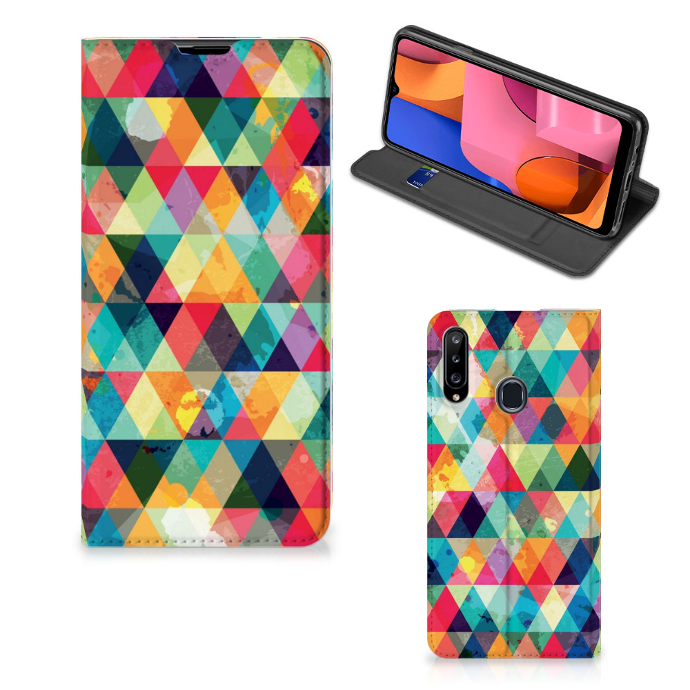 Samsung Galaxy A20s Hoesje met Magneet Geruit