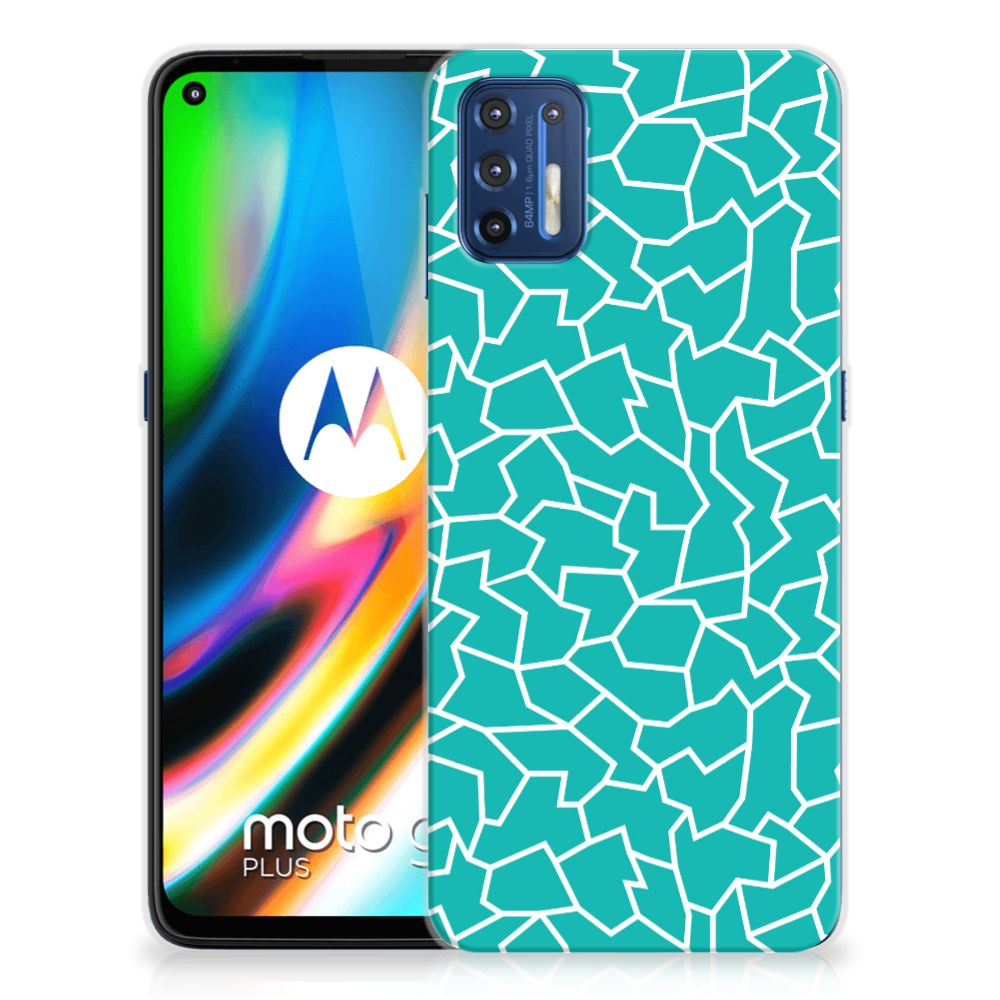 Motorola Moto G9 Plus Hoesje maken Cracks Blue