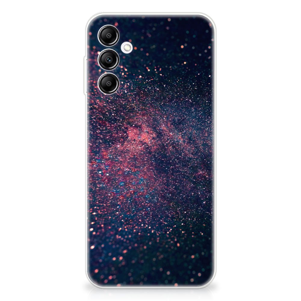Samsung Galaxy A14 5G TPU Hoesje Stars met kleurrijk glitterachtig design op een zwarte achtergrond.