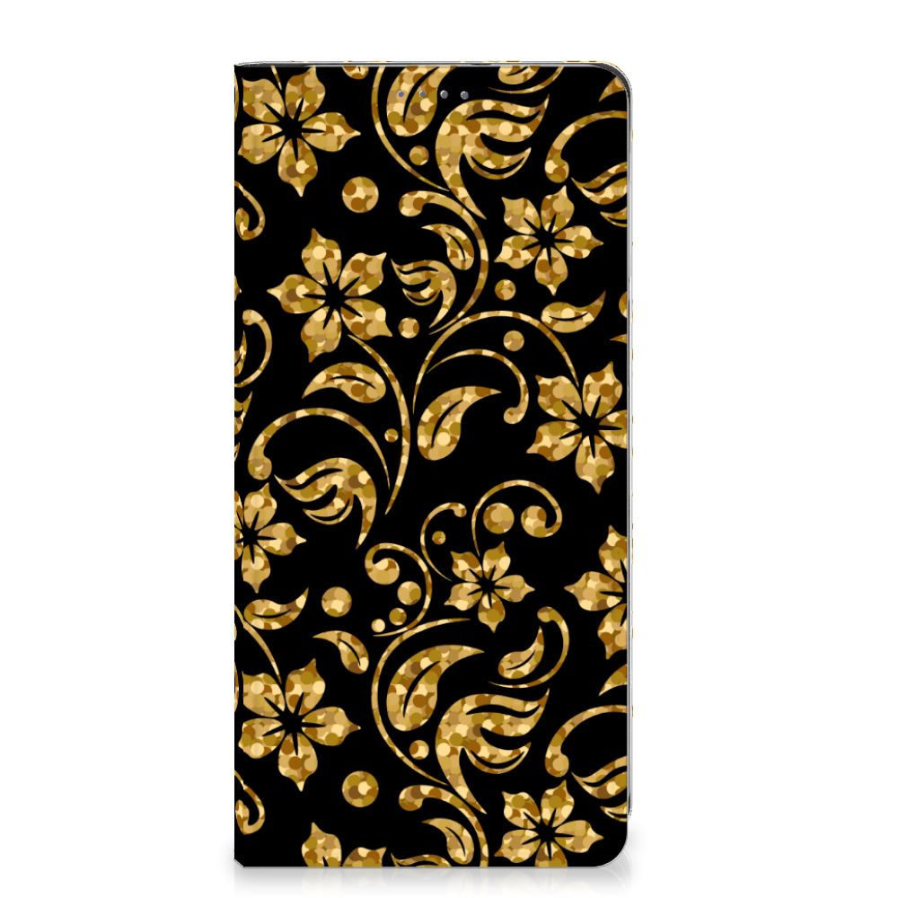 Motorola Moto G54 Smart Cover Gouden Bloemen