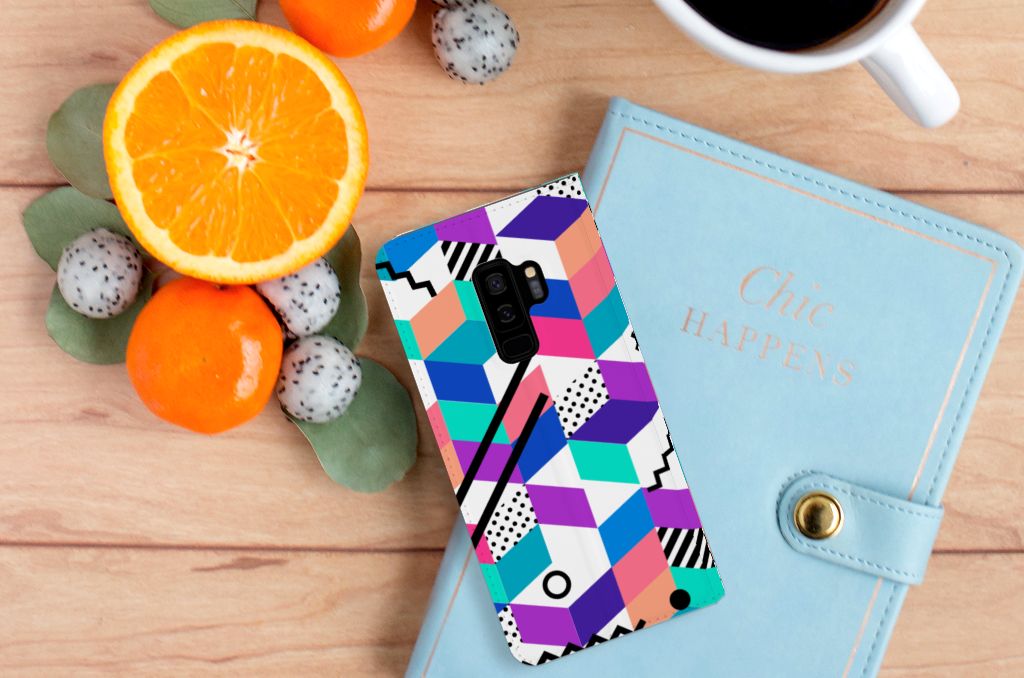 Samsung Galaxy S9 Plus Stand Case Blokken Kleurrijk