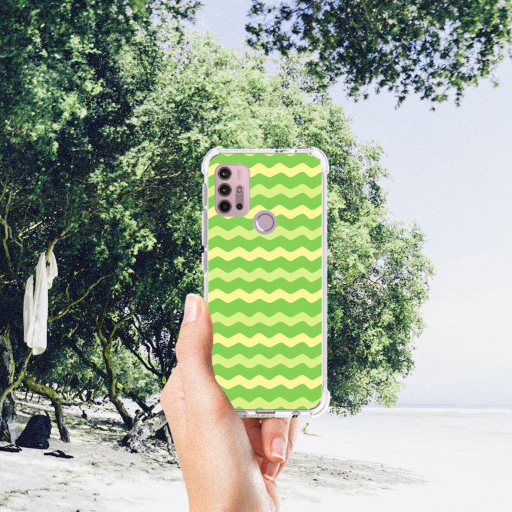 Motorola Moto G30 | G20 | G10 Doorzichtige Silicone Hoesje Waves Green B2C Telecom
