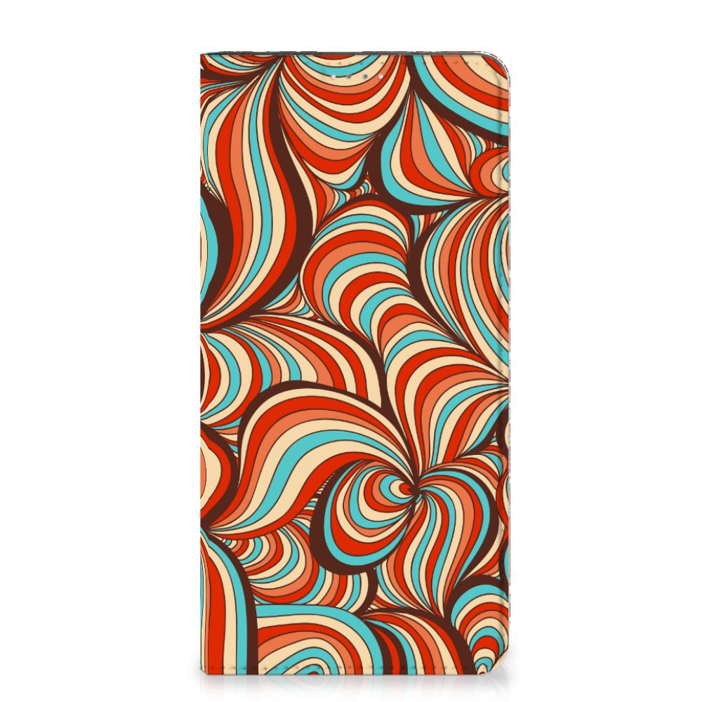 Samsung Galaxy A14 4G Bookcase Retro in vibrant retro swirl design with bold colors and patterns.
