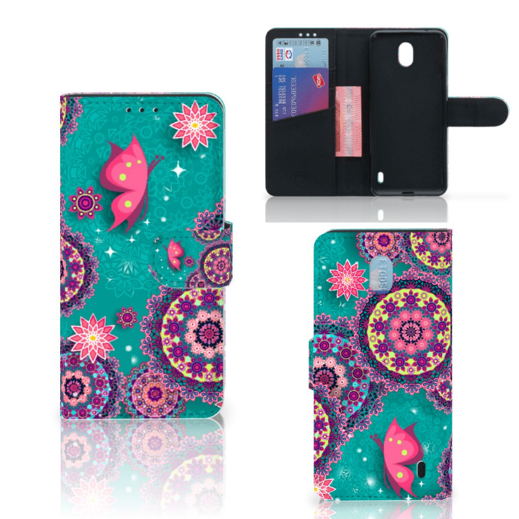Nokia 1 Plus Hoesje Cirkels en Vlinders