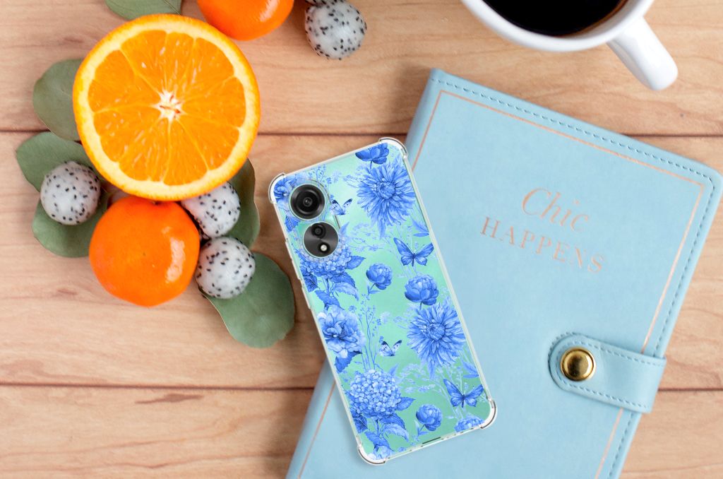 Case voor OPPO A78 4G Flowers Blue B2C Telecom