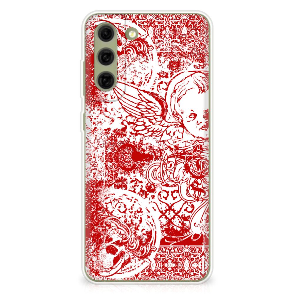 Silicone Back Case Samsung Galaxy S21FE Angel Skull Rood