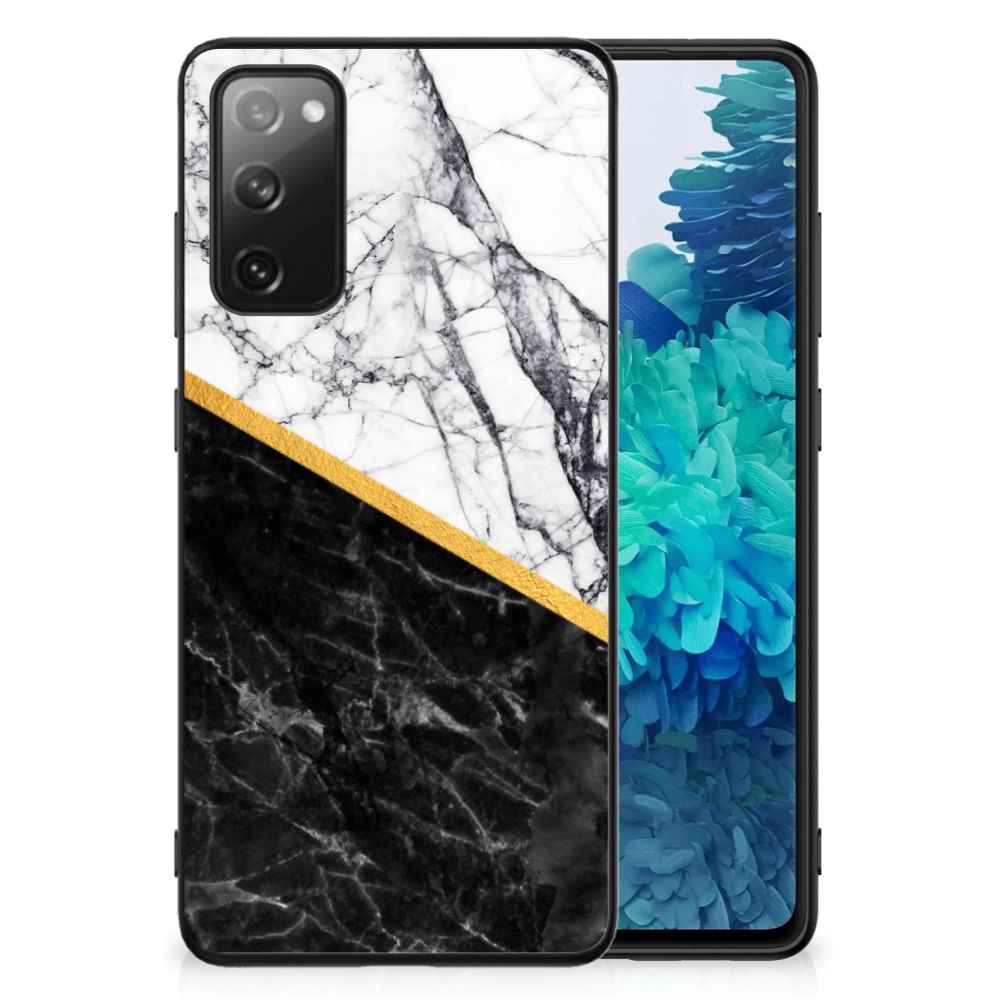 Samsung Galaxy S20 FE Marmeren Print Telefoonhoesje Marmer Wit Zwart - Origineel Cadeau Man