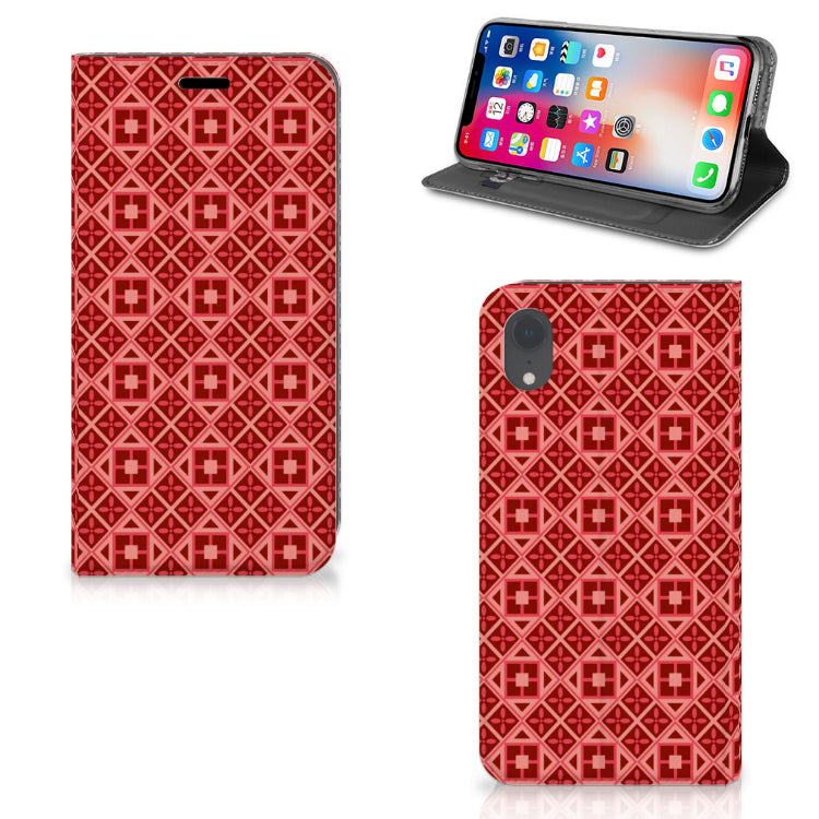 Apple iPhone Xr Hoesje met Magneet Batik Rood
