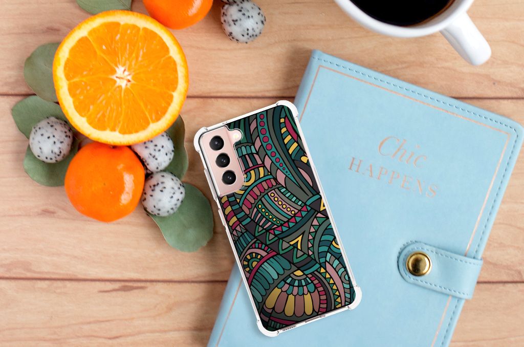 Samsung Galaxy S21 FE Doorzichtige Silicone Hoesje Aztec B2C Telecom