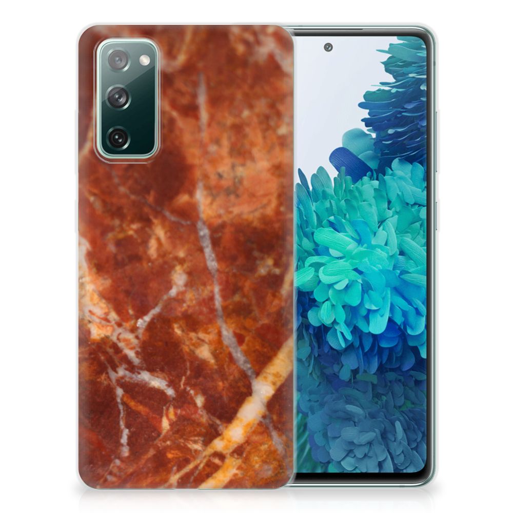 Samsung Galaxy S20 FE TPU Siliconen Hoesje Marmer Bruin B2C Telecom