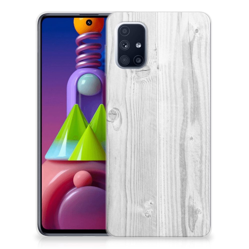 Samsung Galaxy M51 Bumper Hoesje White Wood