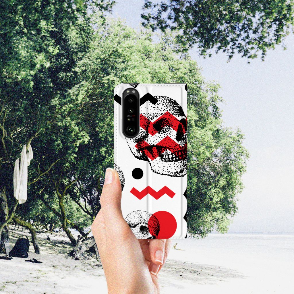 Mobiel BookCase Sony Xperia 5 III Skull Red - B2C Telecom