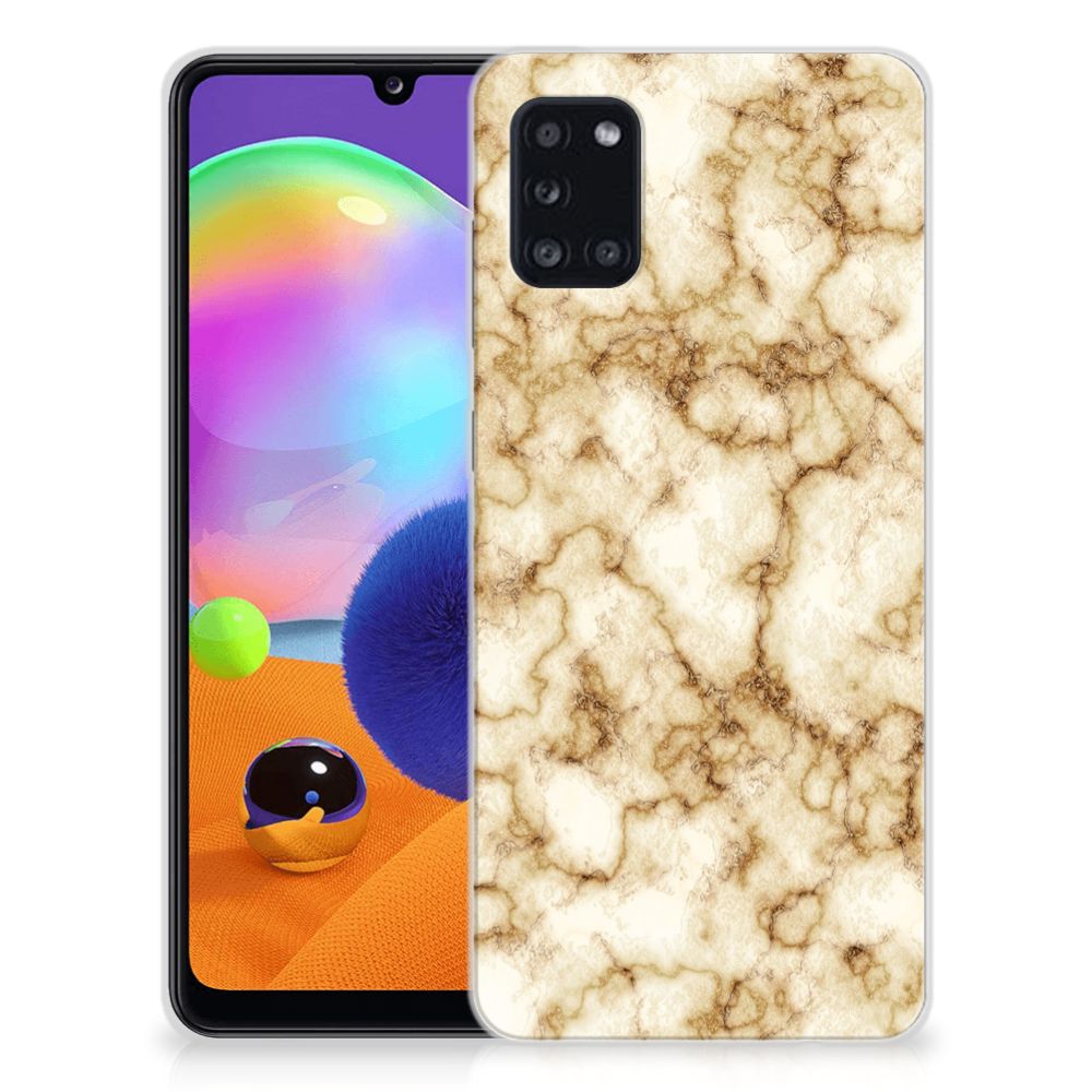 Samsung Galaxy A31 TPU Siliconen Hoesje Marmer Goud B2C Telecom