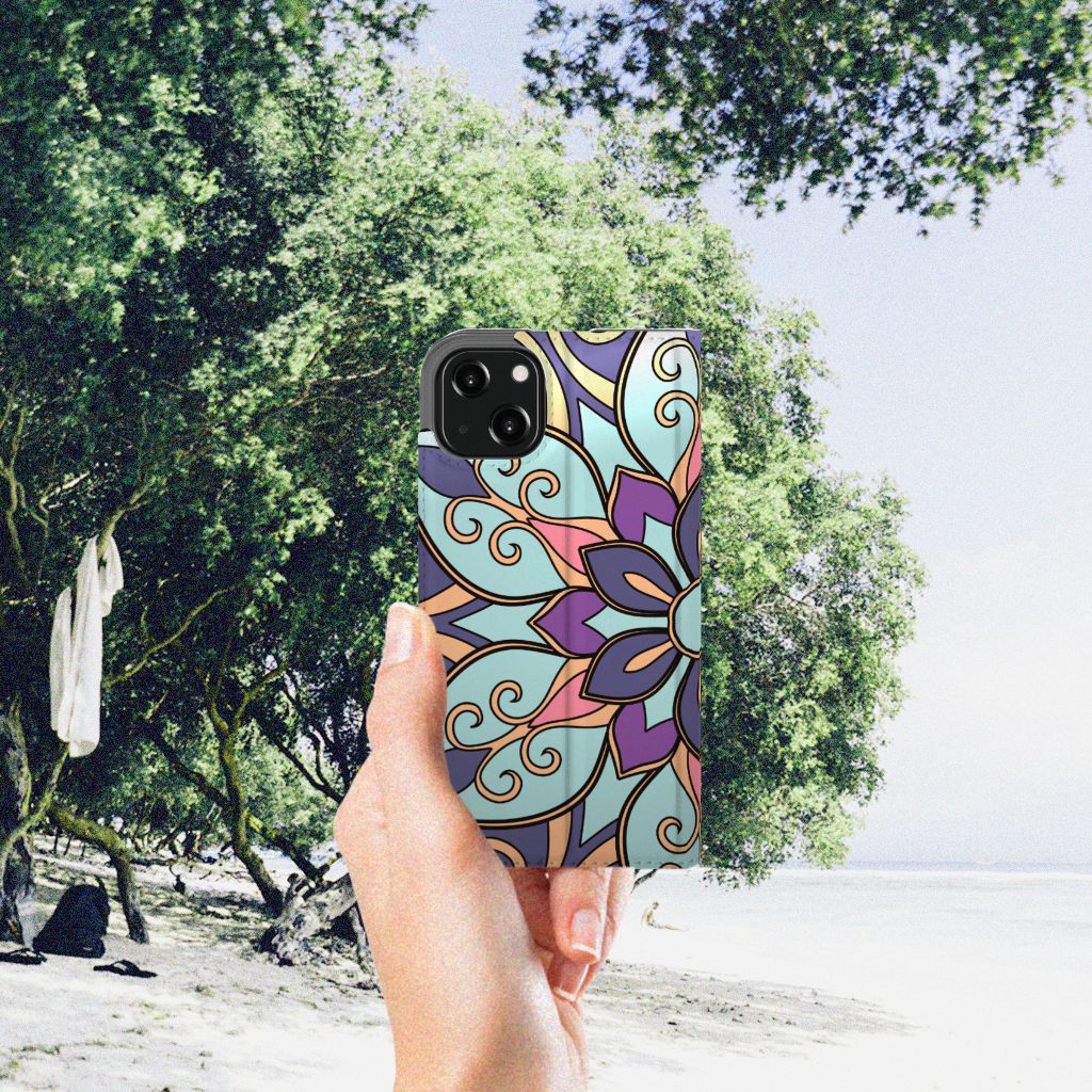 iPhone 13 Smart Cover Purple Flower