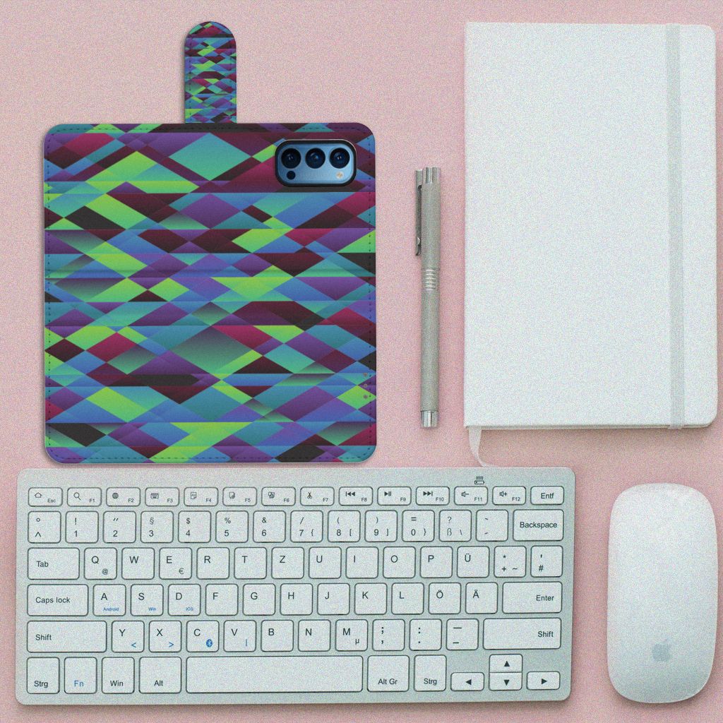 OPPO Reno 4 Pro 5G Book Case Abstract Green Blue