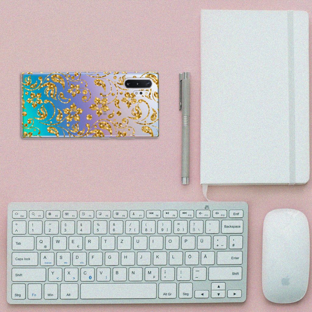 Samsung Galaxy Note 10 Plus TPU Case Gouden Bloemen