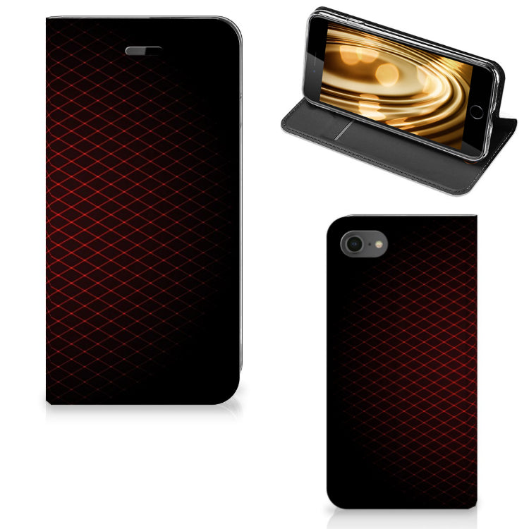 iPhone 7 | 8 | SE (2020) | SE (2022) Hoesje met Magneet Geruit Rood