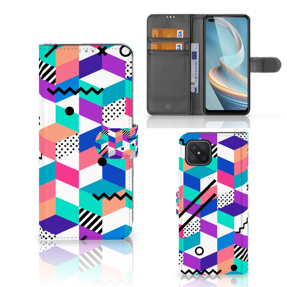 OPPO Reno4 Z Book Case Blokken Kleurrijk