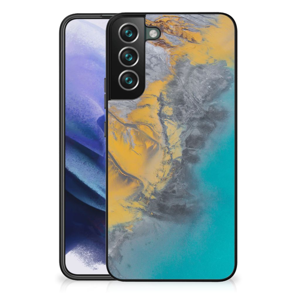 Samsung Galaxy S22 Plus Marmeren Print Telefoonhoesje Marble Blue Gold