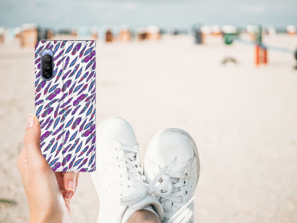 Sony Xperia 10 III Hoesje met Magneet Feathers Color - B2C Telecom