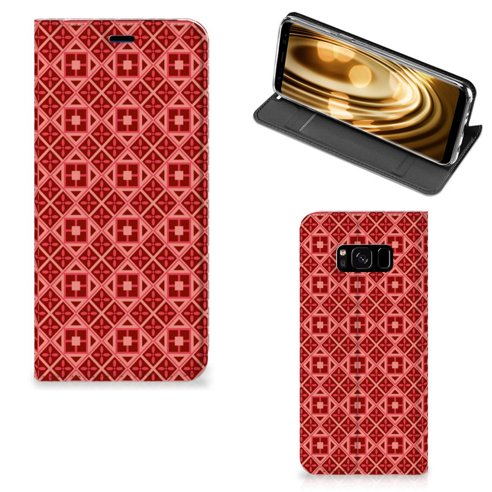 Samsung Galaxy S8 Hoesje met Magneet Batik Rood