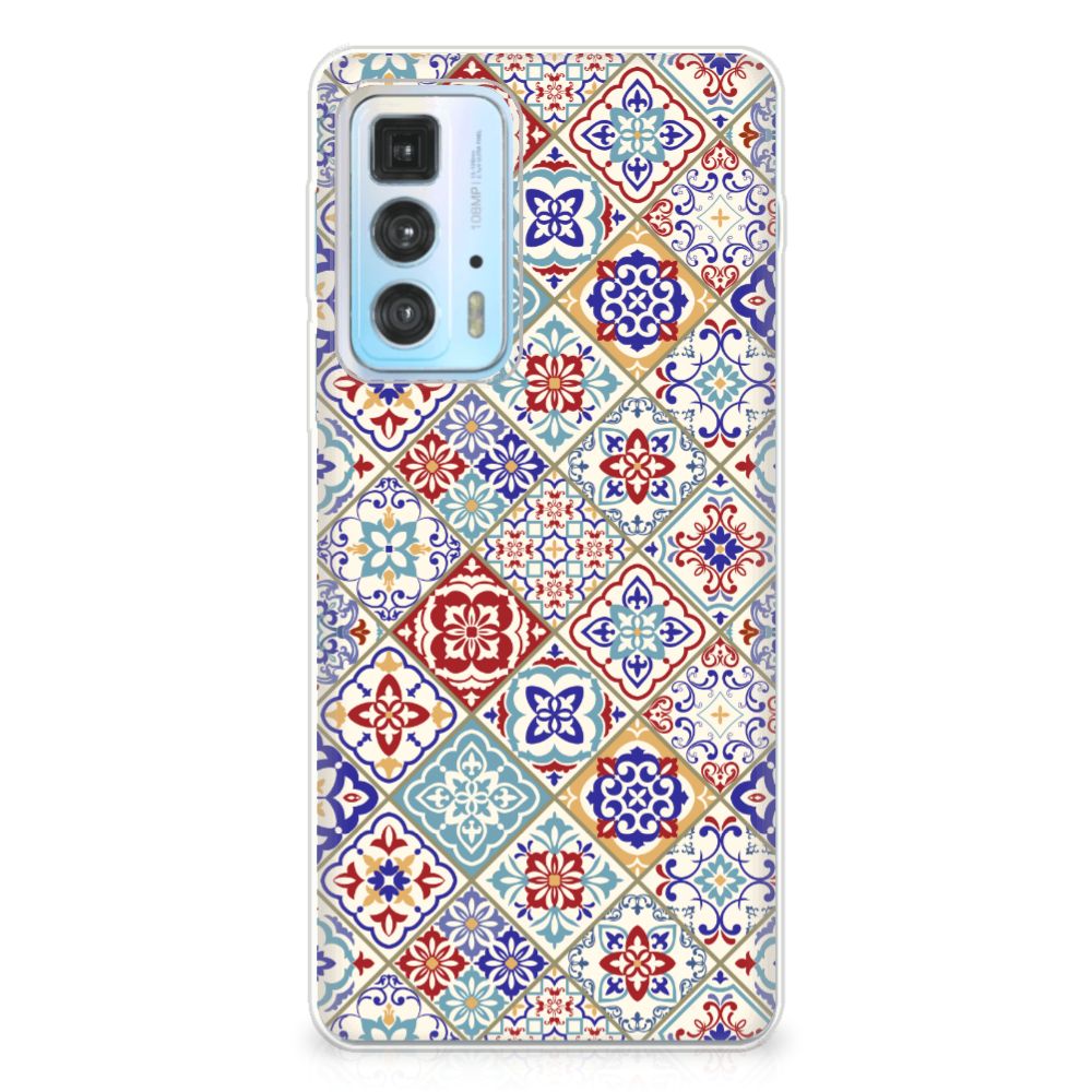 Motorola Edge 20 Pro TPU Siliconen Hoesje Tiles Color