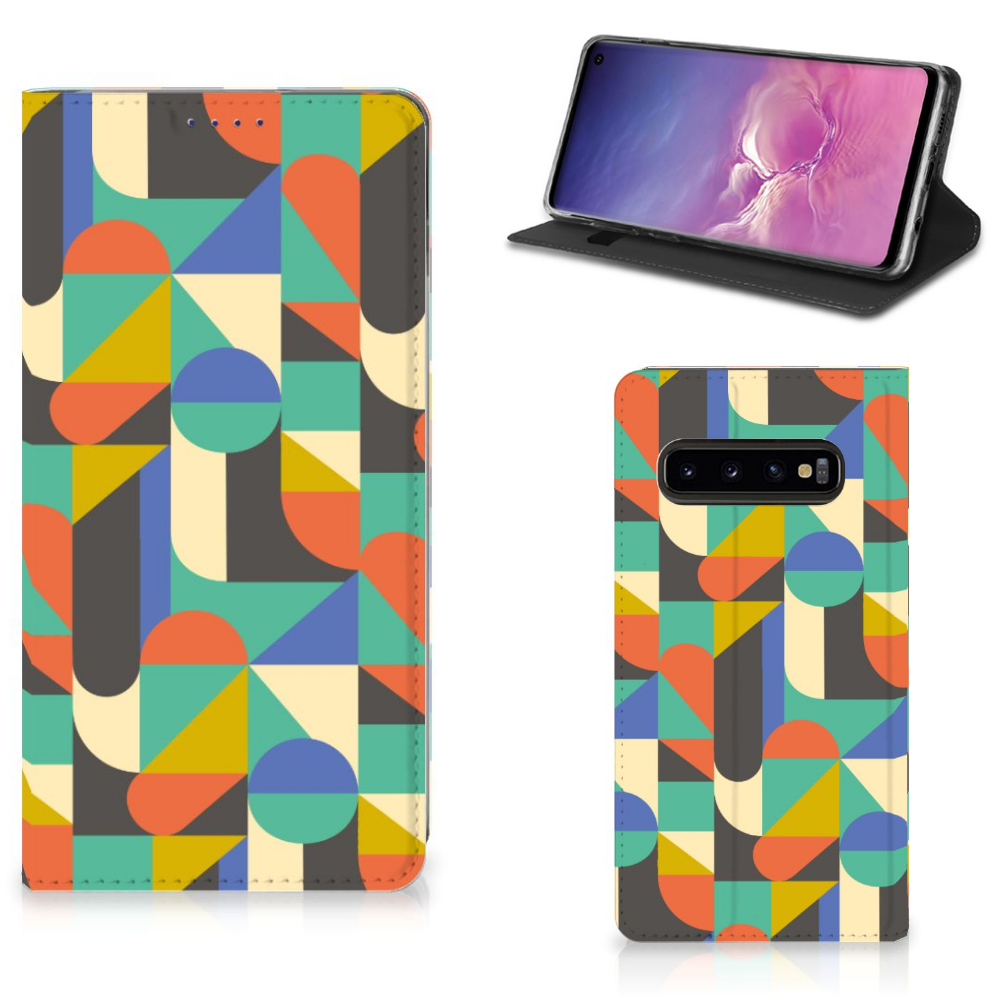 Samsung Galaxy S10 Hoesje met Magneet Funky Retro