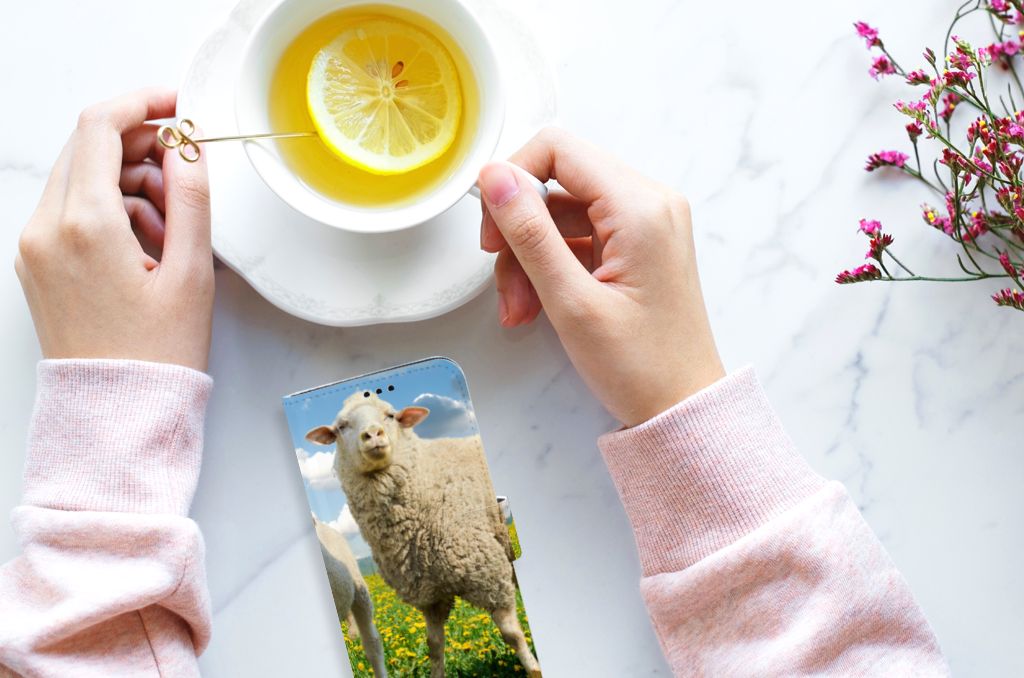 Samsung Galaxy S9 Plus Telefoonhoesje met Pasjes Schaap en Lammetje