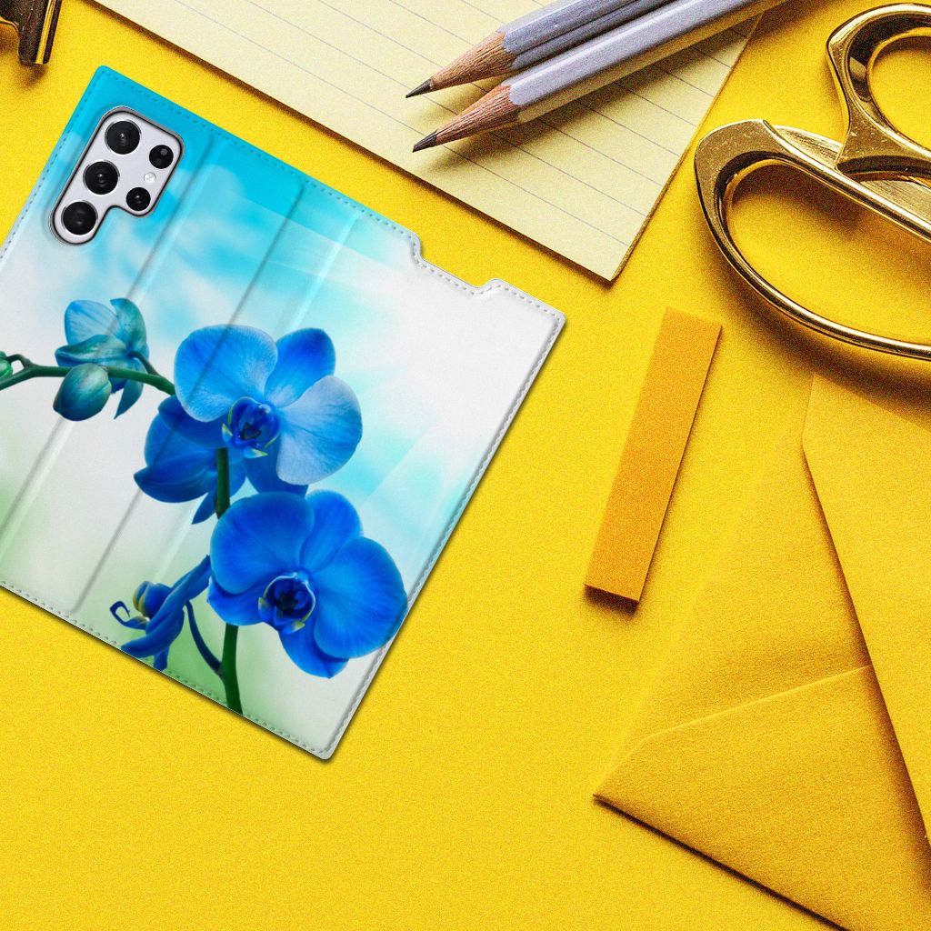 Samsung Galaxy S22 Ultra Smart Cover Orchidee Blauw - Cadeau voor je Moeder - B2C Telecom