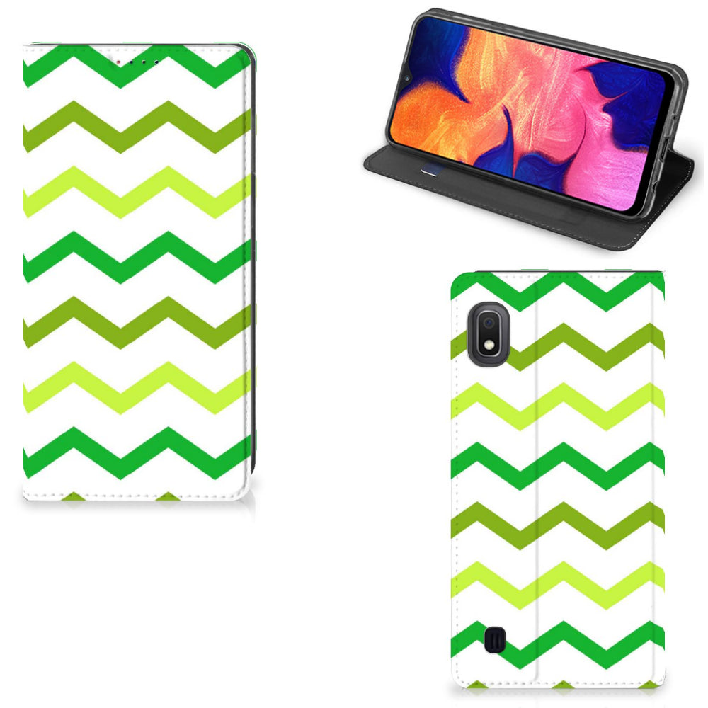 Samsung Galaxy A10 Hoesje met Magneet Zigzag Groen