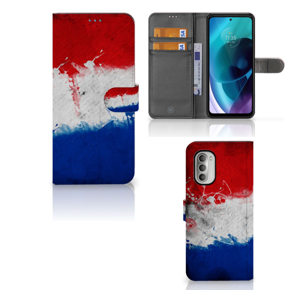 Motorola Moto G51 5G Bookstyle Case Nederland met pasjes en Nederlandse vlag design.
