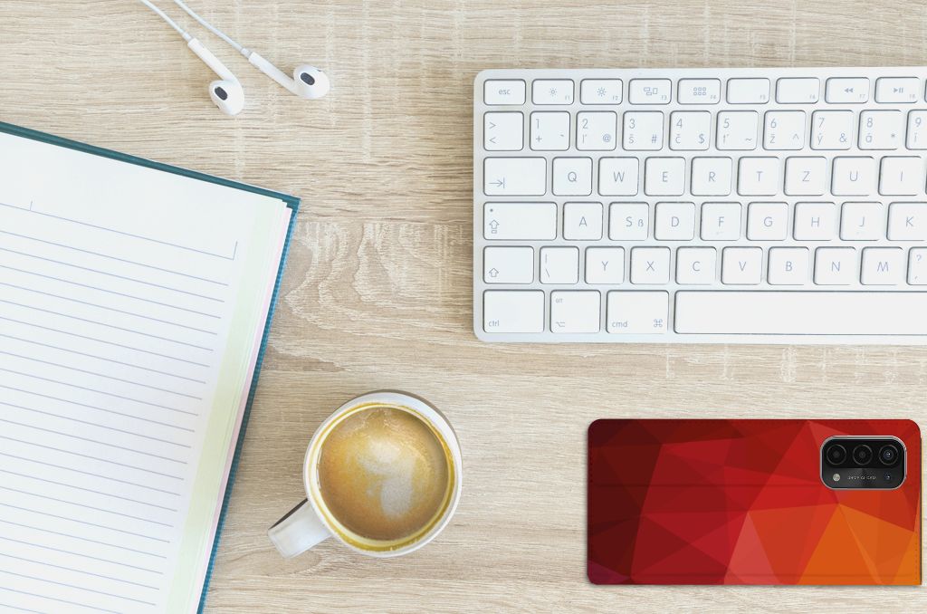 Stand Case voor OPPO A54 5G | A74 5G | A93 5G Polygon Red - B2C Telecom