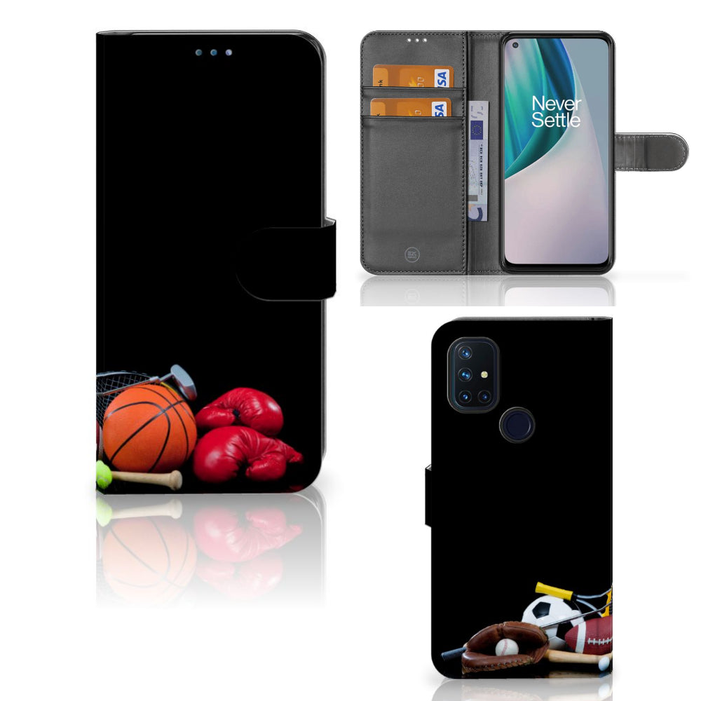 OnePlus Nord N10 Wallet Case met Pasjes Sports met sportafbeeldingen en pasjes houders.
