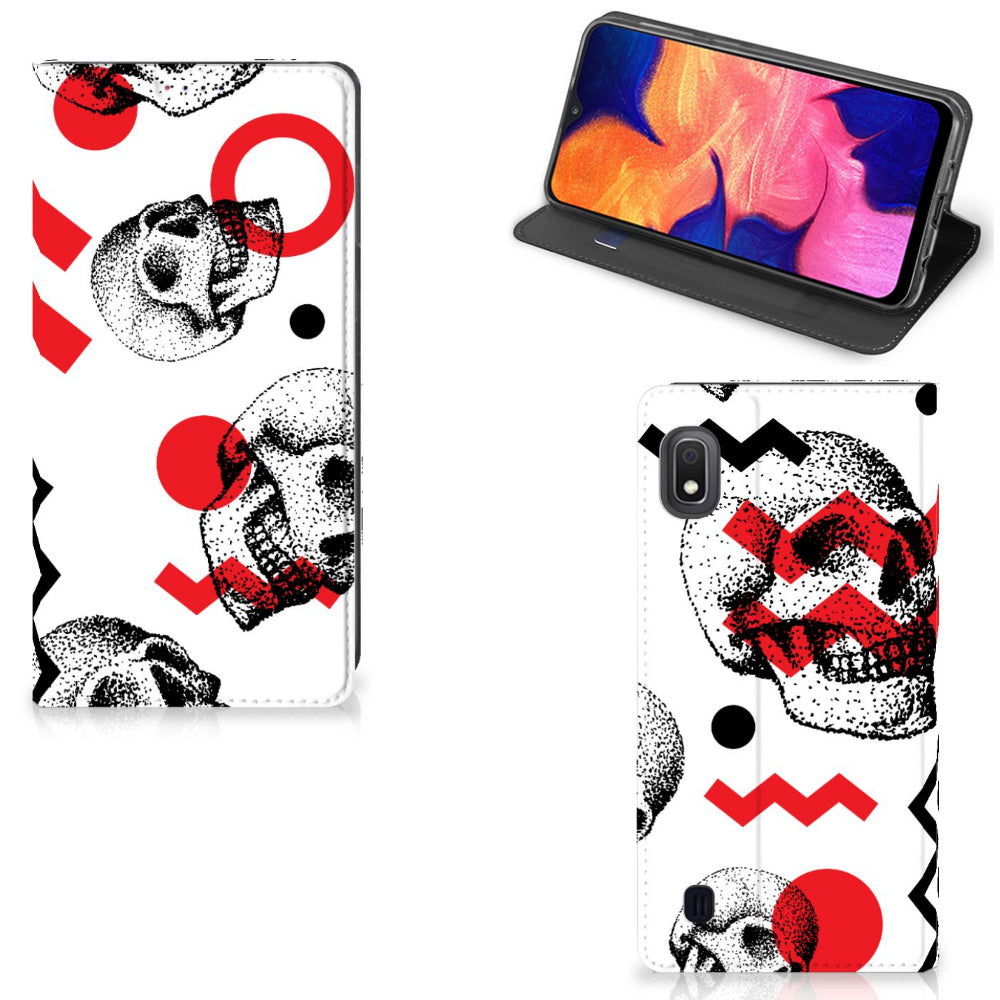 Mobiel BookCase Samsung Galaxy A10 Skull Red