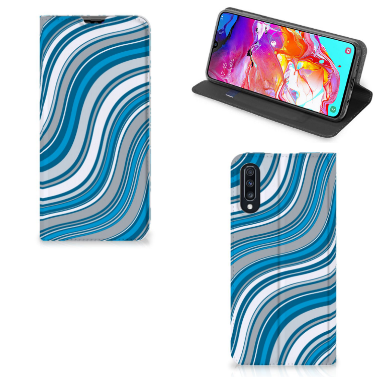 Samsung Galaxy A70 Hoesje met Magneet Waves Blue