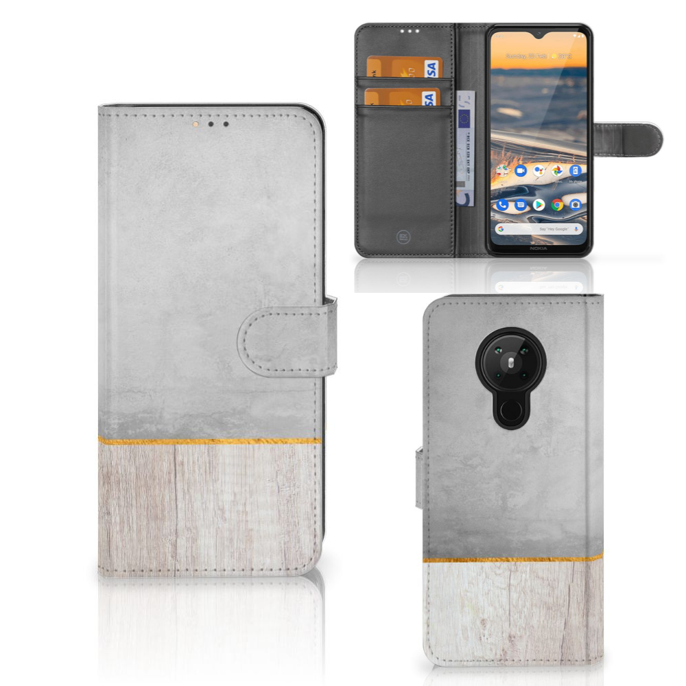 Nokia 5.3 Book Style Case Wood Concrete