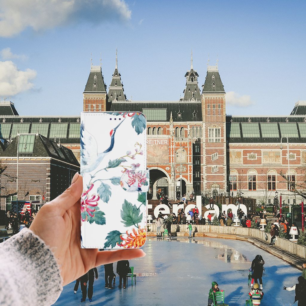 Samsung Galaxy A50 Telefoonhoesje met Pasjes Bird Flowers