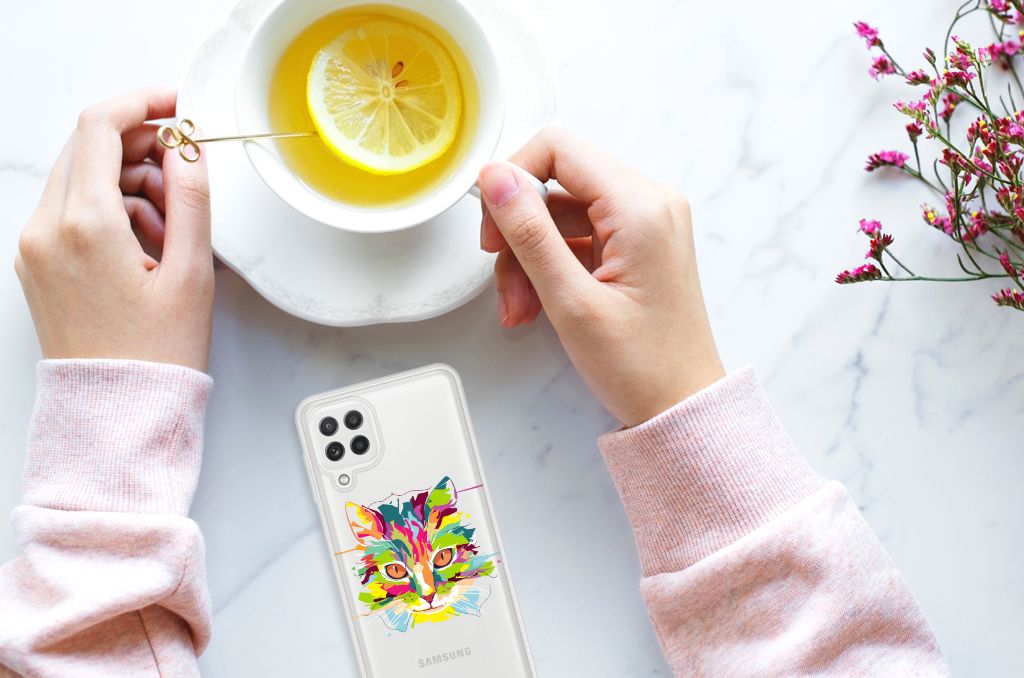 Samsung Galaxy A22 4G | M22 Telefoonhoesje met Naam Cat Color B2C Telecom