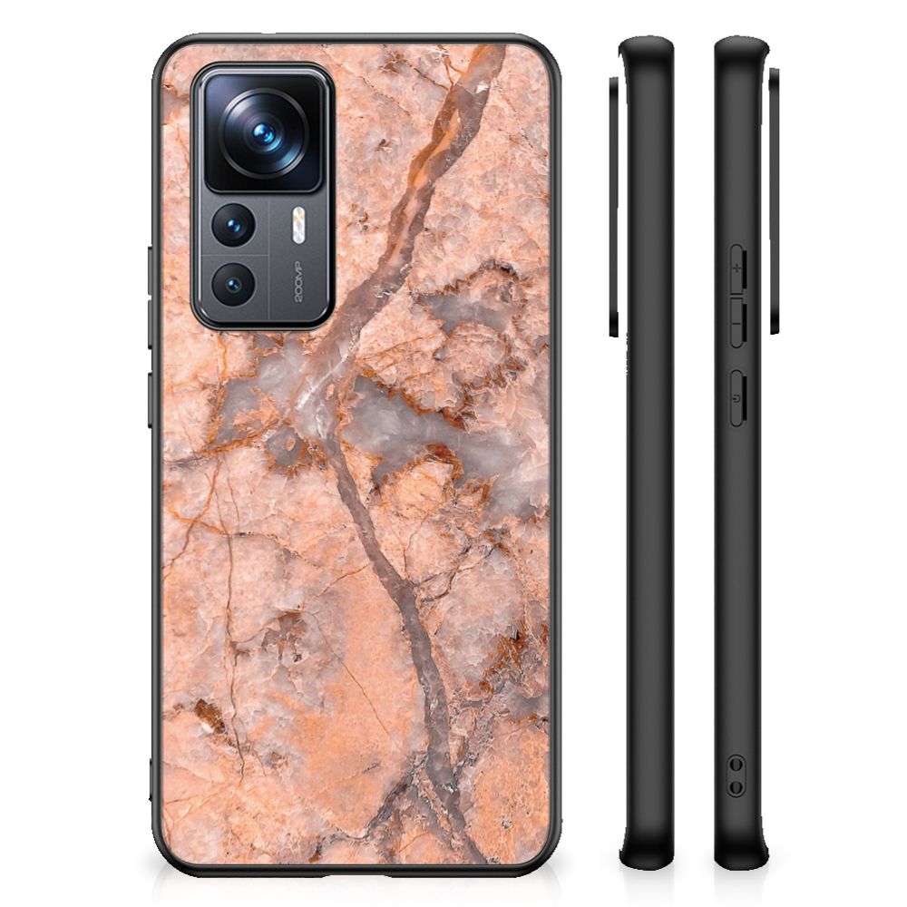 Xiaomi 12T | 12T Pro Marmeren Print Telefoonhoesje Marmer Oranje