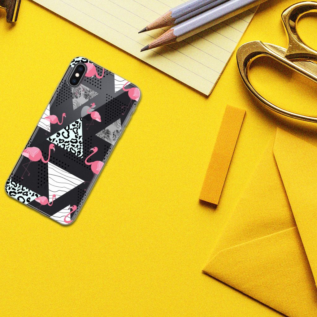 Apple iPhone Xs Max TPU Hoesje Flamingo Triangle