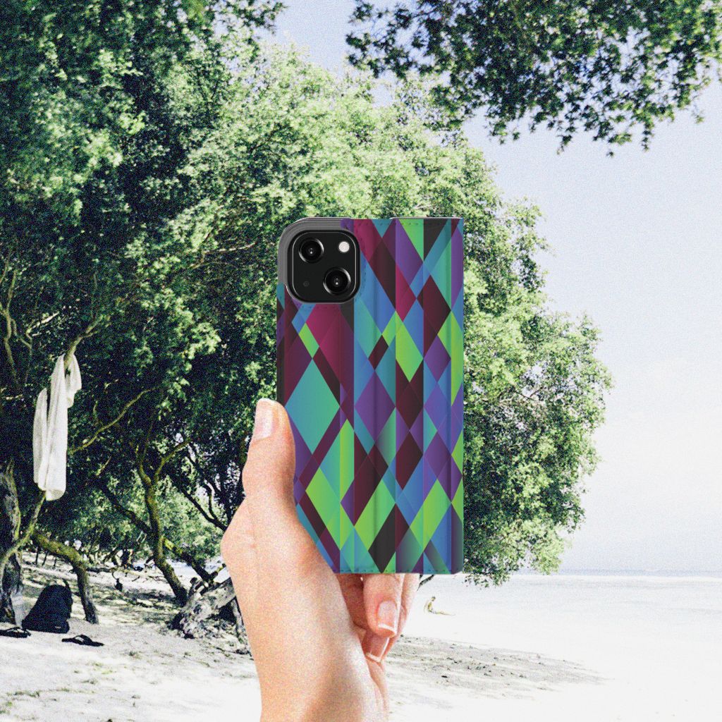 iPhone 13 Stand Case Abstract Green Blue